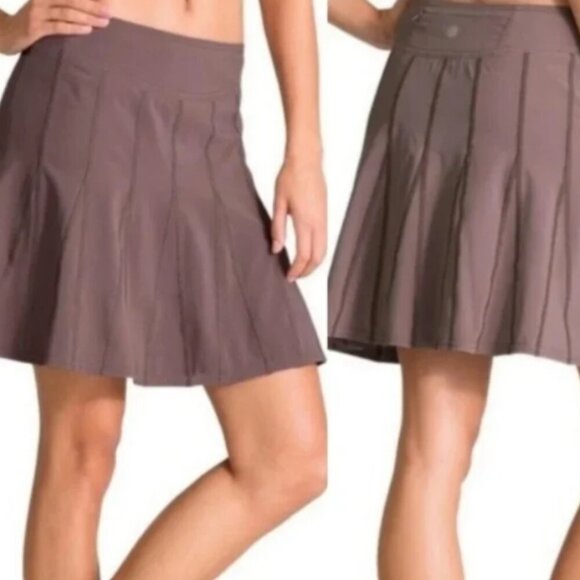 Athleta Skort Women's 2 Purple Brown Pocket Drawstring Athletic Performance - Picture 1 of 16